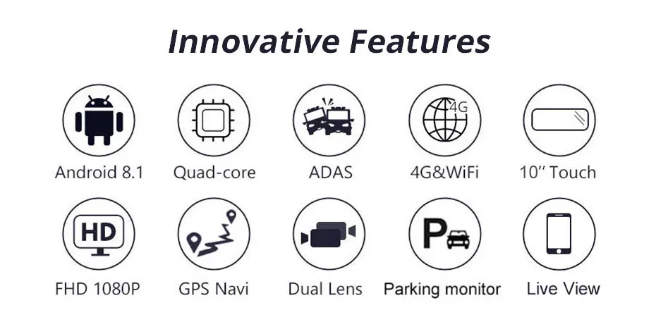 Olysine 10 ''Android 8,1 4G зеркало заднего вида автомобиля dvr камера gps навигатор ADAS WiFi видеорегистратор HD 1080P поток Медиа Видео рекордер