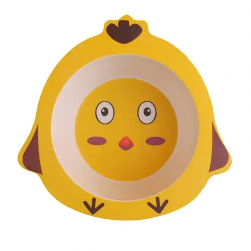 Chick Миска для новорожденных, мультяшная посуда в виде животных, тарелка для кормления, детское блюдо из бамбукового волокна, столовые приборы, посуда для детского питания - Цвет: Chick