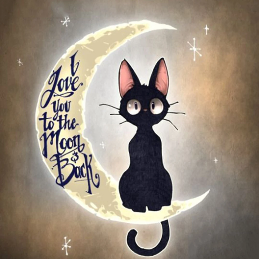 

Full Square/Round Drill 5D DIY Diamond Painting "Cartoon cat moon" 3D Embroidery Cross Stitch 5D Decor Gift