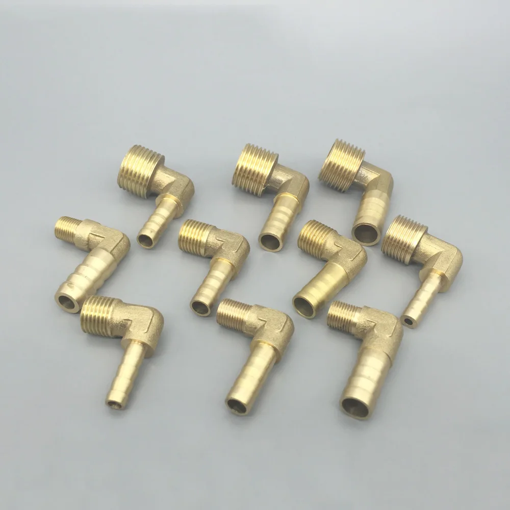 1/8 &quot1/4&quot 3/8 &quot1/2&quot NPT Male x Fit 3/16 5/16 &quot3/8&quot 1/2 &quot3/4&quot ID Hose Barb Elbow латунный Hosetail Fitting