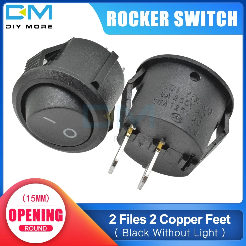 5 шт. KCD1 15 мм маленький круглый 2 Pin 3 Pin 2 файла со светом 3A/250V 6A/125V AC кулисный переключатель Seesaw выключатель питания для приборной панели автомобиля - Цвет: Зеленый