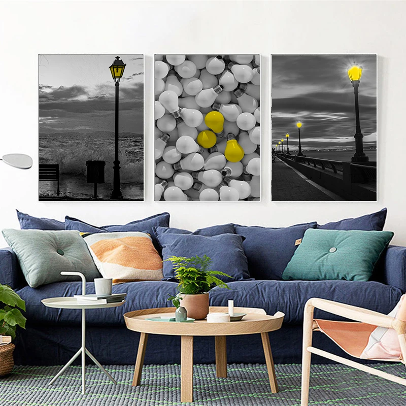 Скандинавский Ретро светлый черный желтый уличный фонарь ночной вид лампочка