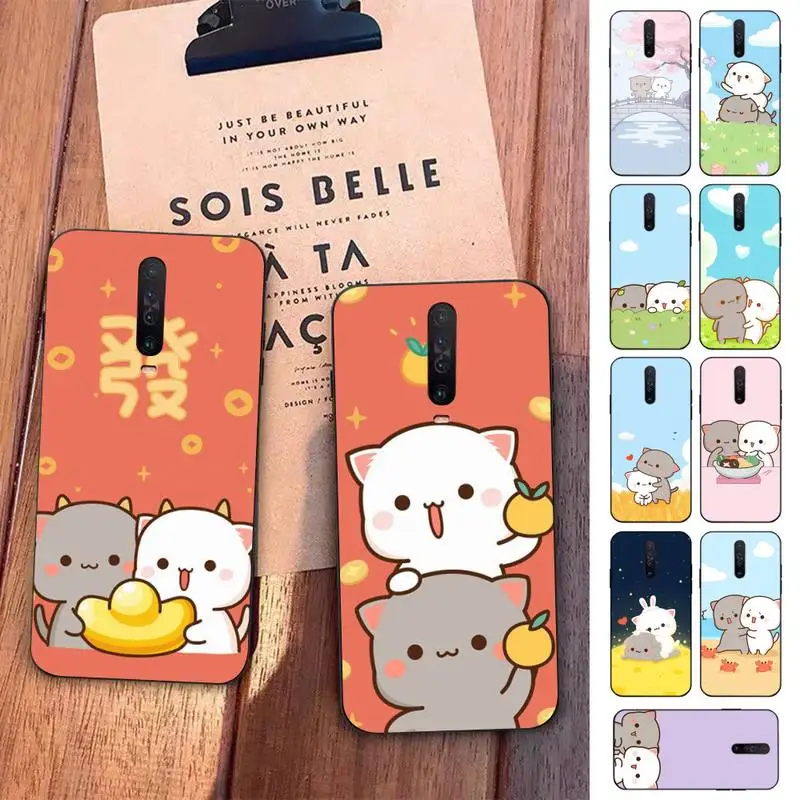 

TOPLBPCS Peach Cat Cute Cartoon Couple Phone Case for Redmi 5 6 7 8 9 A 5plus K20 4X S2 GO 6 K30 pro