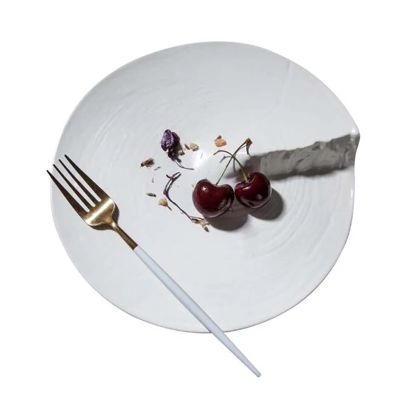 Керамическая тарелка для посуды ассиметричный фарфоровый креативный кухонный