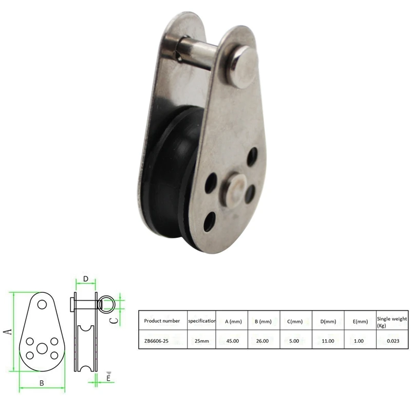 

5PCS Stainless Steel M25 Pulley Block Hanging Wire Towing Wheel Lifting Wire Rope Cable Pulley Roller