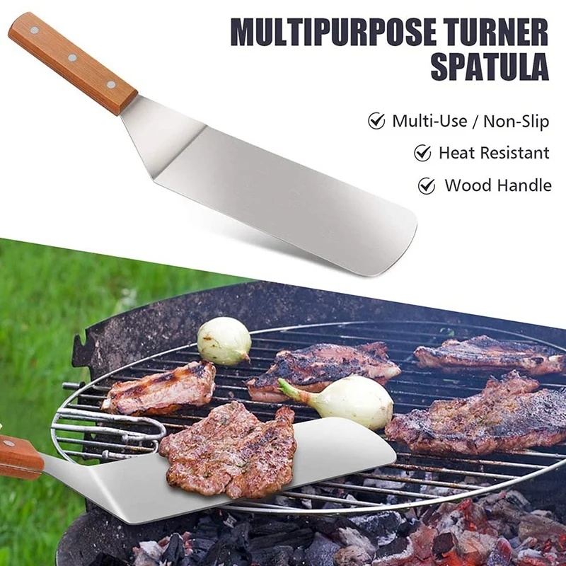 

BBQ Griddle Accessories Set, 4-Pieces Exclusive Griddle Tools Long/Short Spatulas Set, BBQ Griddle Accessories Kit