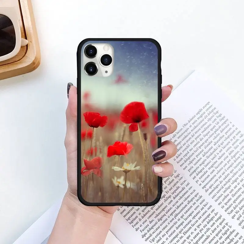 

Poppies Poppy flower pattern Phone Case for iPhone 11 12 pro XS MAX 8 7 6 6S Plus X 5S SE 2020 XR Luxury brand shell funda coque