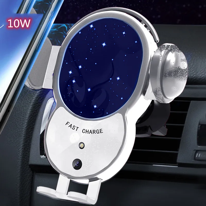 

Новинка 2021, 10 Вт, умное Беспроводное зарядное устройство Qi, быстрая зарядка, автомобильный держатель, газ для Samsung S8 S9 iphone 8 8Plus 11Pro 12 Huawei Mate30 P40