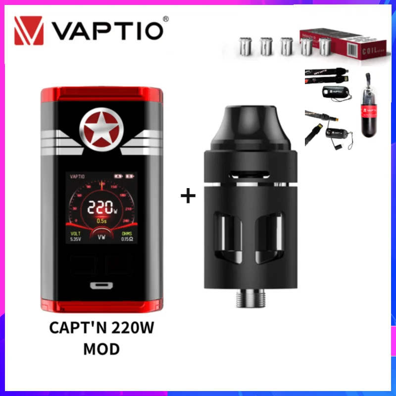 Оригинальный электронная сигарета VAPTIO 220W коробка капитана MOD с баком P3 и катушкой