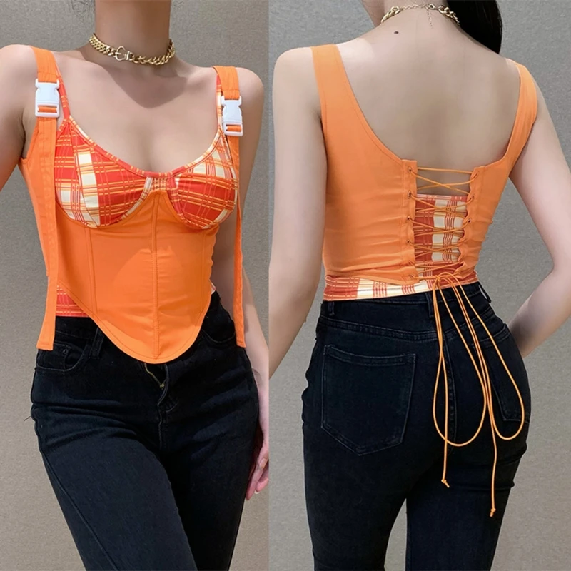 

Women's Three-Dimensional Bustiers Tops Sexy Backless Slim Corset Top with Hasp Straps for Party Club Ordinary Streewear C6UD