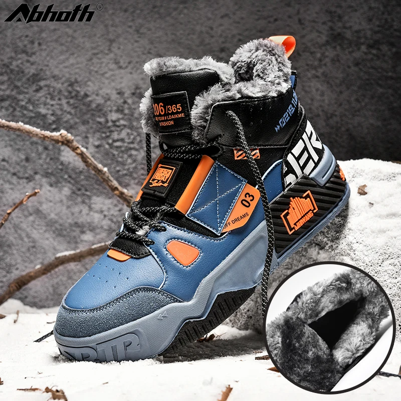 

Abhoth Runnung Shoes High-top Shoes Men Winter Plus Velvet Warm Cotton Shoes Thick-soled Non-slip Snow Boots Cotton Boots Tide