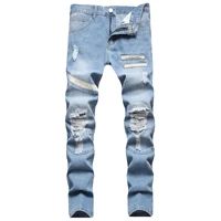 2021 patchwork jeans mens ripped straight leg jeans street hip hop clothing fashion casual motorcycle trousers boyfriend jeans
