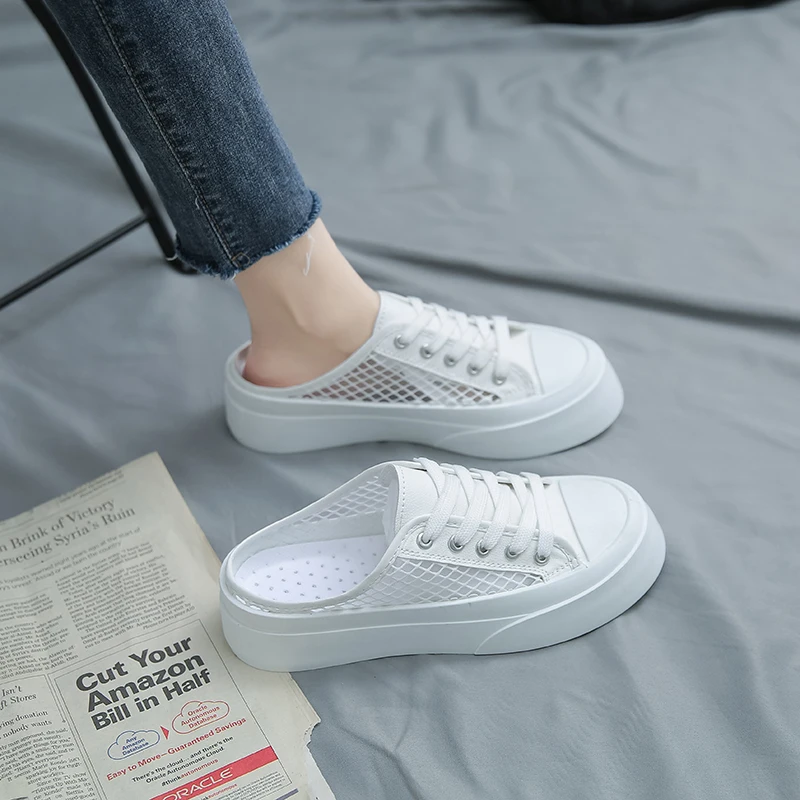 

Loafers Shoes For Girls Slippers Flat Low Slipers Women Platform Luxury Slides Lady Summer 2021 Designer PU Rubber Cross-tied