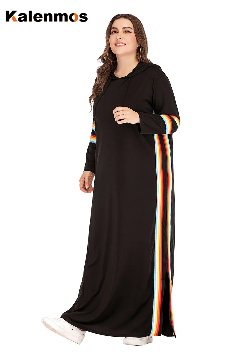 Тренировочный костюм с капюшоном для женщин мусульманское платье макси в