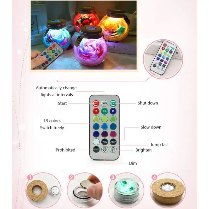 2019 юбилей навсегда цветок Роза со светодиодный коробкой беспринт цветы луна