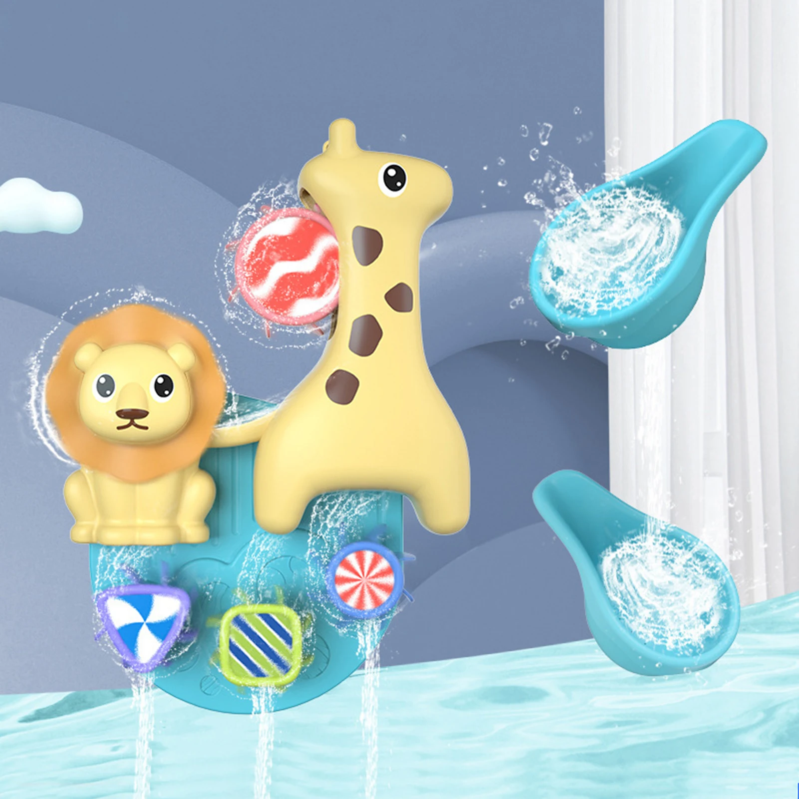

Детские игрушки в ванную, мультяшный жираф, Лев, для ванной комнаты, душ с распылителем воды, игрушка для купания, подарок для детей