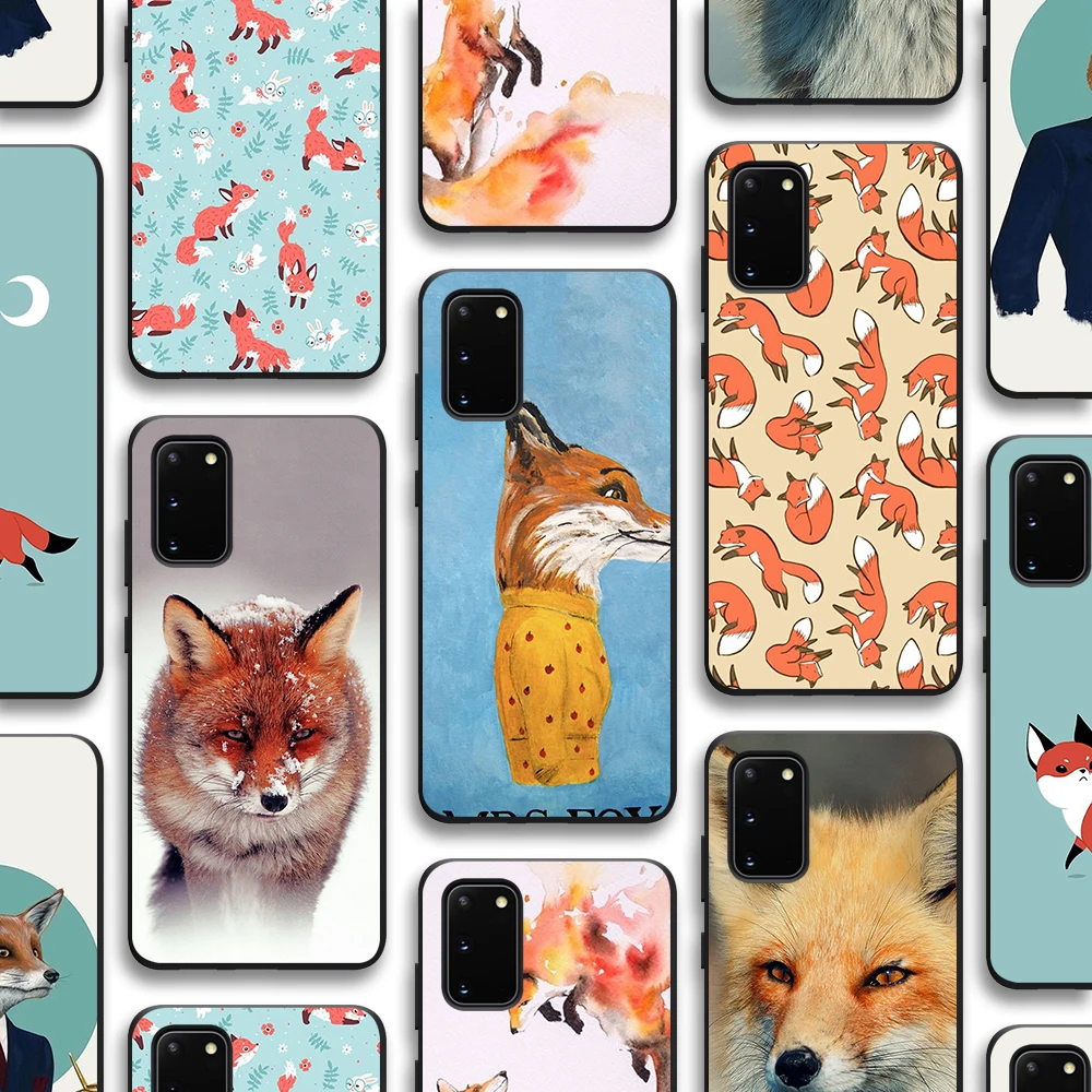 

Fox Animals Case for Samsung Galaxy S21 A51 S20 A50 A71 A70 A12 A21S S10 S9 S8 A20 A30 S10e Note 20 10 Plus Ultra Lite Black TPU