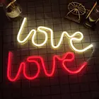 Неоновый светодиодный светильник с надписью Love, ночсветильник с питанием от USB, для рождества, Дня Святого Валентина, свадебного декора