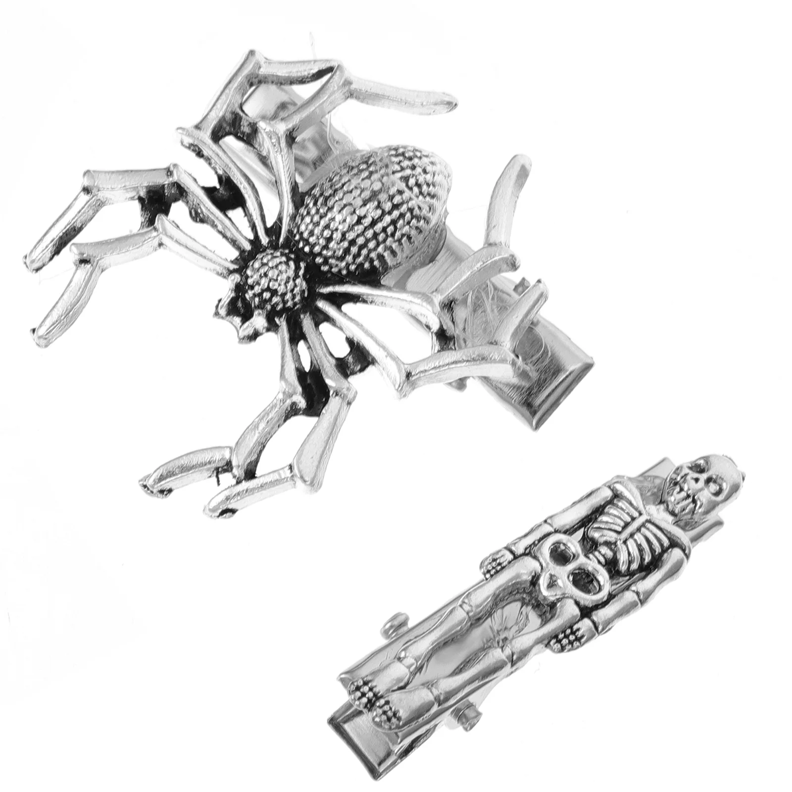 

2pcs Supply Alloy Hairpin Hair Trinket Spider and Skeleton Barrette