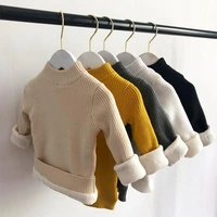 new thicken pullover knitting kids sweaters spring winter baby boys girls warm tops bottoming children clothes high quality