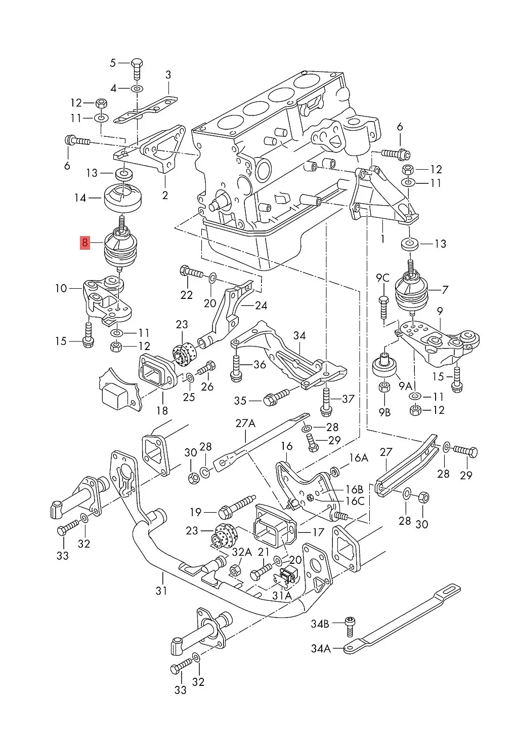

Baofeng Engine Support Mounts 8D0199379R=8D0199379Q For VW Passat/Variant For Audi A4/A6