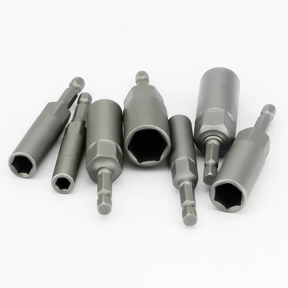 10PCS Hex Sockets 80mm Length 1/4" Hex Drive Magnetic Socket Impact Nut Bolt Drill Bits Hexagon Socket Head Cup Point Grub Set