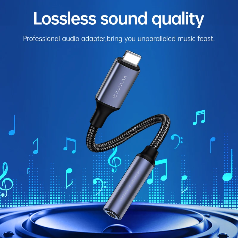 KUULAA For iPhone to 3.5mm Headphones Adapter For iPhone 12 11 Pro max X XR 8 7 Aux 3.5mm Jack Cable For ios Adapter Accessories