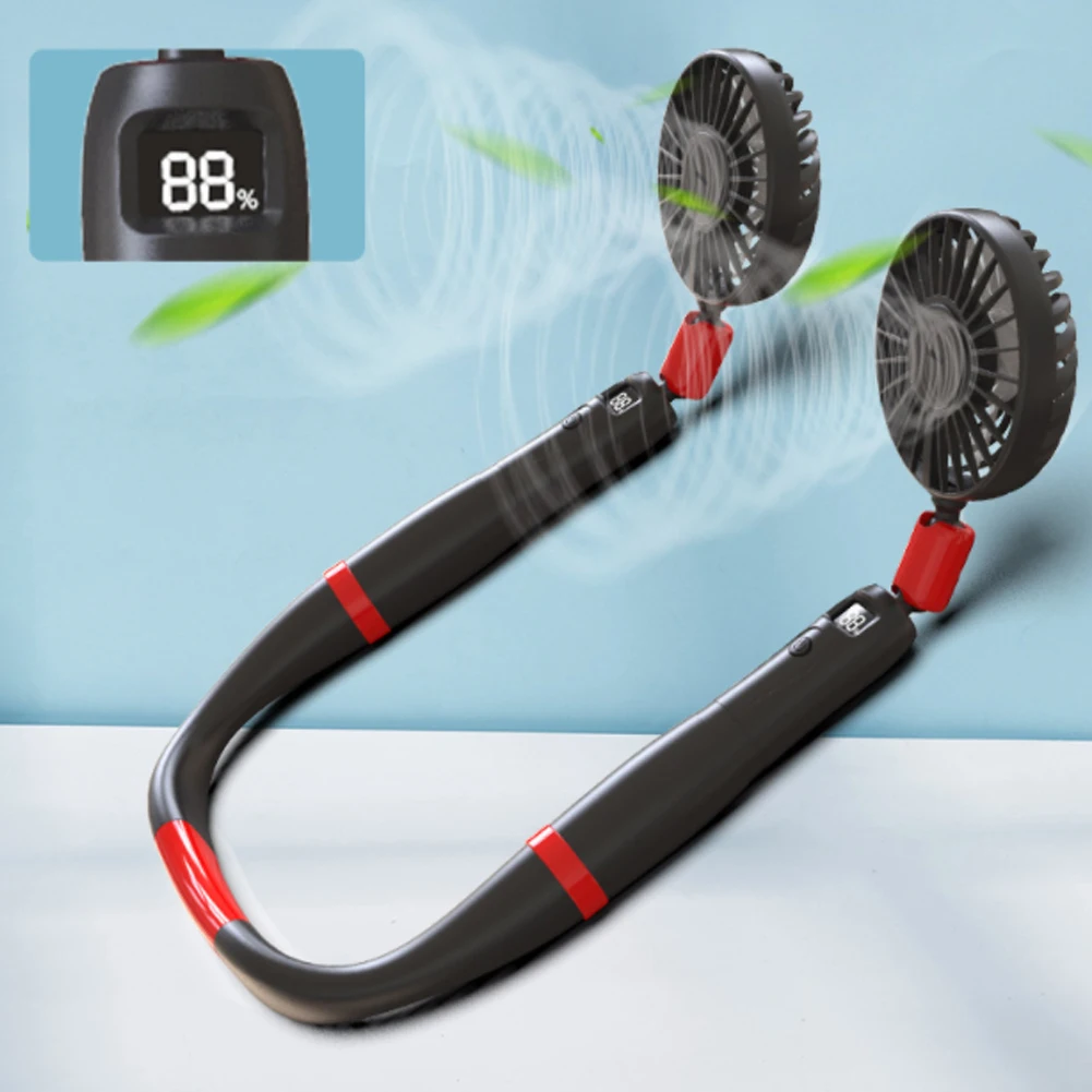 

UDB Portable Fan Cold Fan Hands Free Neck Fan Hanging Rechargeable Mini Sports Fan 3-speed Adjustable Neck Dual Fan Home Office