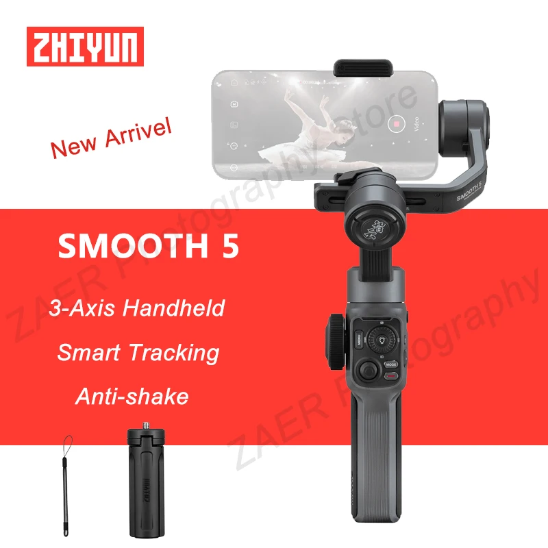 

3-осевой стабилизатор смартфона Zhiyun Smooth 5 Модернизированная версия карданный подвес для iPhone 13 Huawei Xiaomi для Youtube видео Vlog