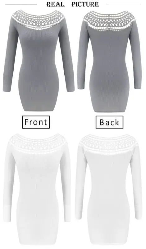 Осеннее женское облегающее эластичное короткое платье сексуальное серое