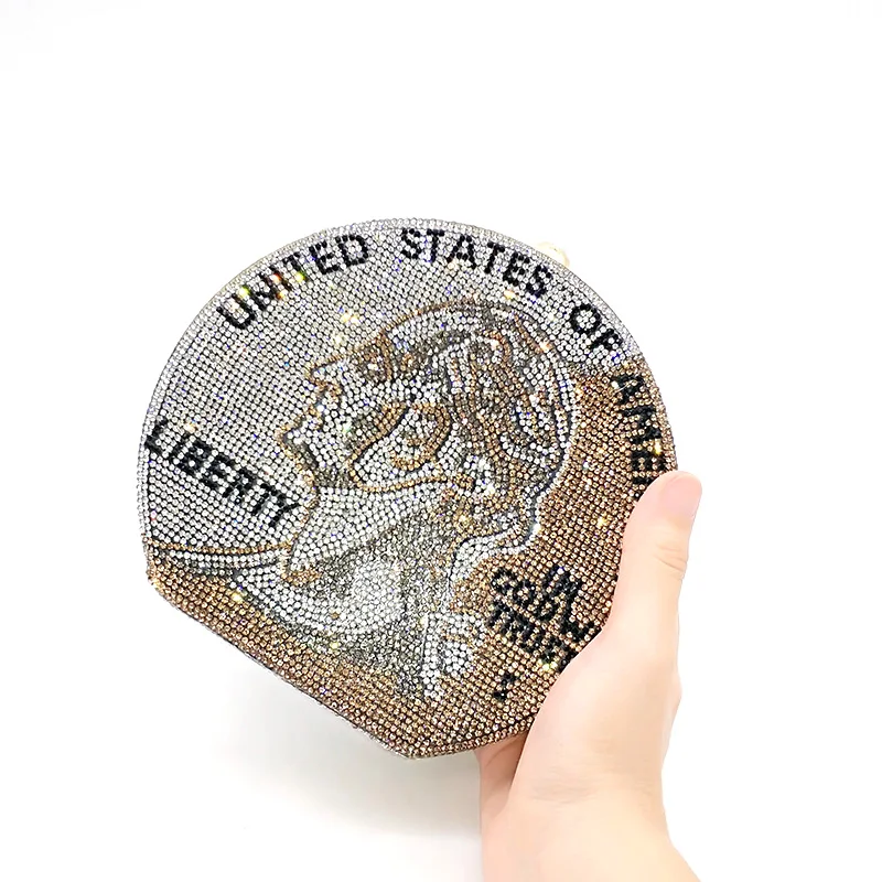 Роскошная сумка через плечо с блестящими кристаллами отделением для монет