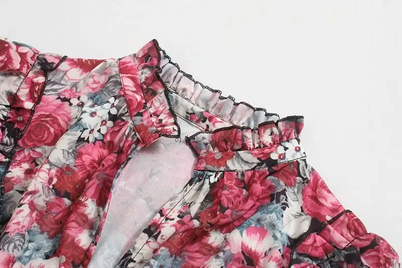 Женское платье кимоно с цветочным принтом V образным вырезом и длинным