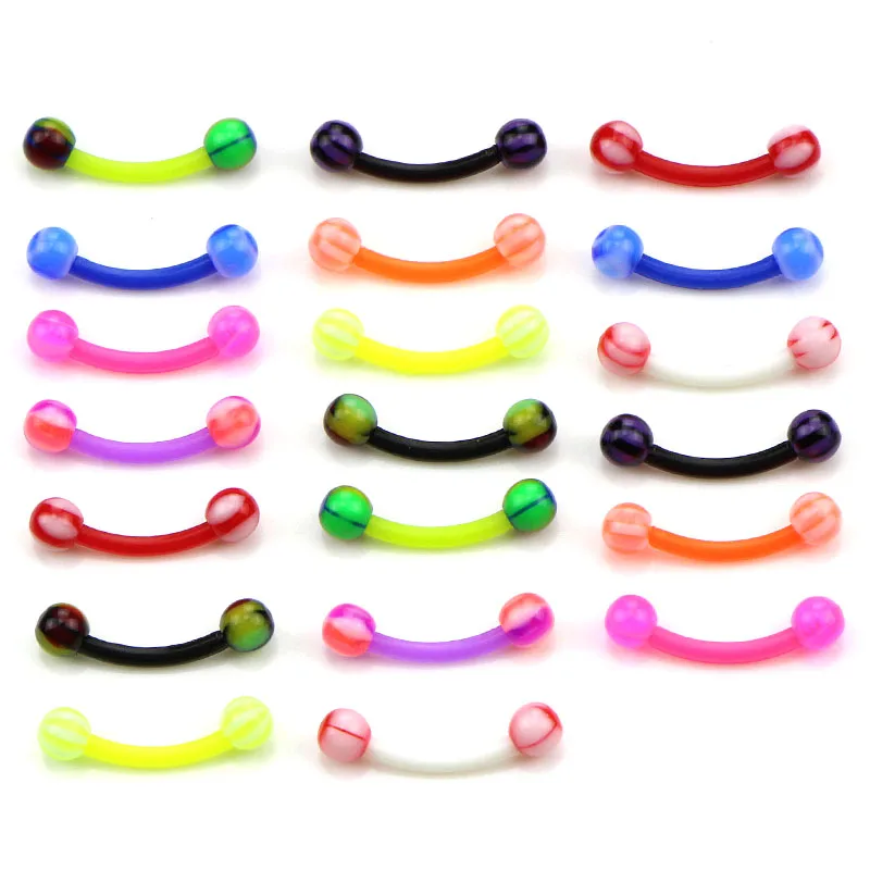 20Pcs Colorful Flexible Mix Color Silicone Belly Piercing Navel  Bar Navelpiercing Piercing Nombril Stud Earring images - 6