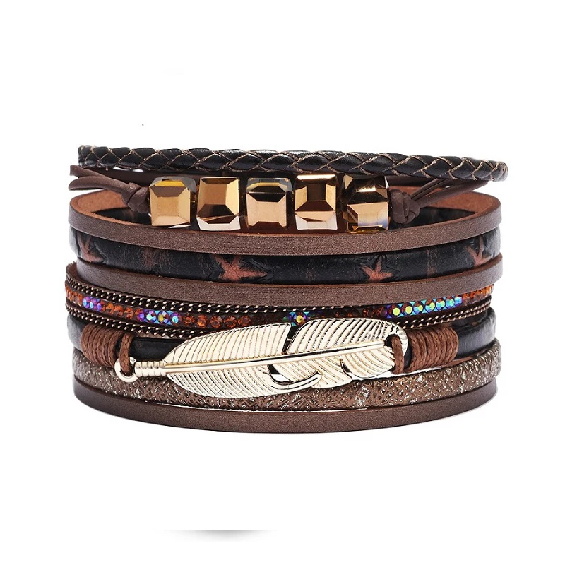 Кожаный браслет для мужчин и женщин многослойный в богемном стиле 2019 | Украшения