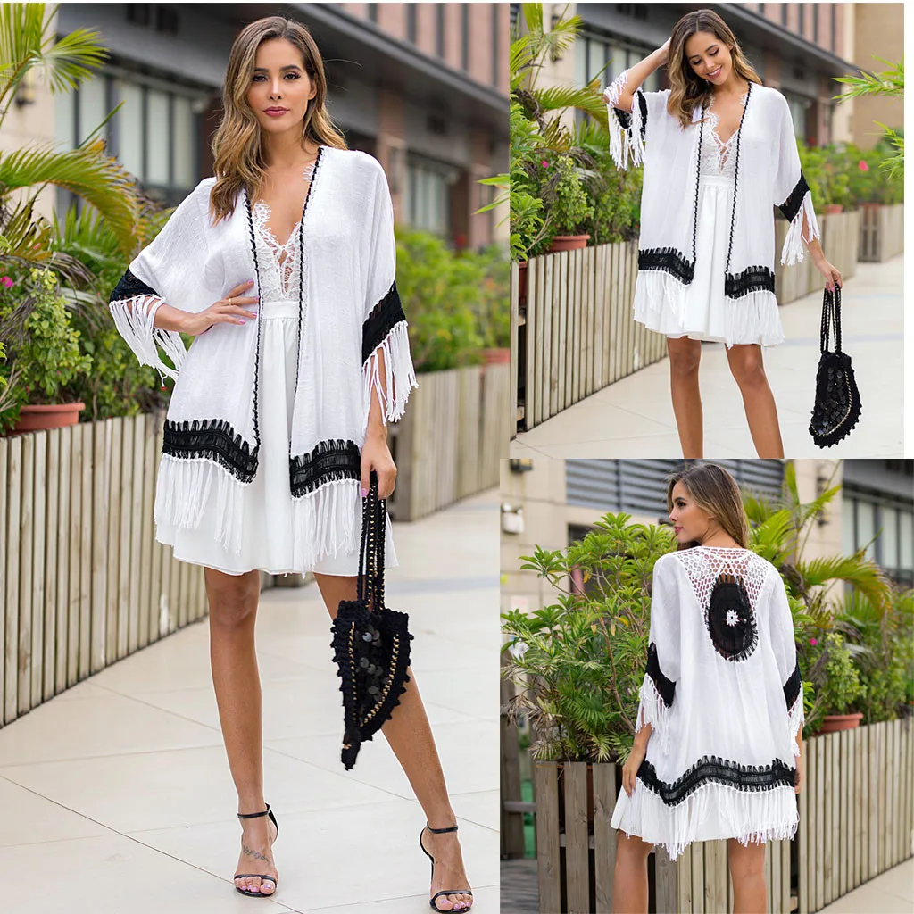 Бикини накидка кружево вязанный крючком купальник Пляжное платье для женщин 2018