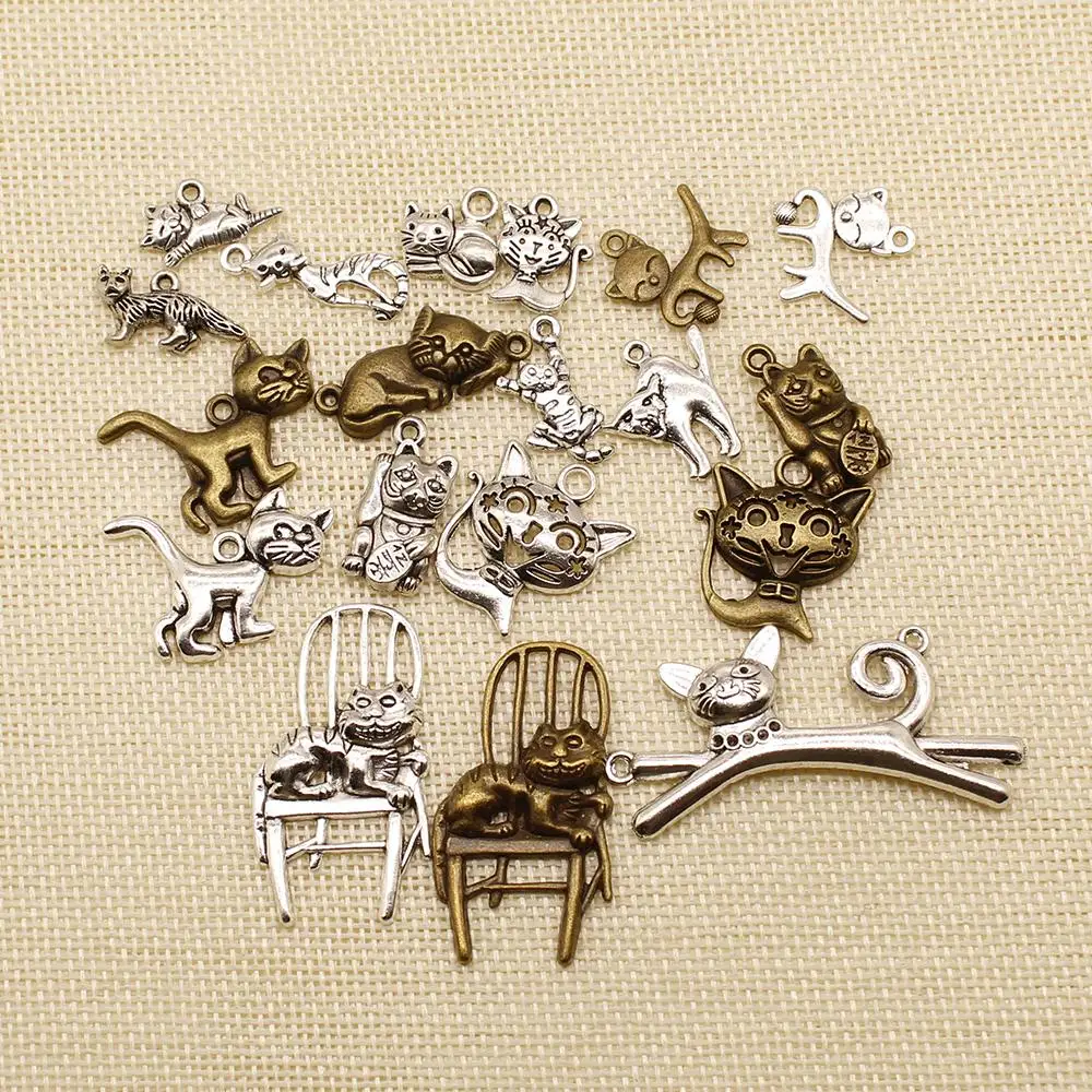 1 Piece Metal Charms Or Bracelet Animal Kitty Cat HJ057|Шармы| |