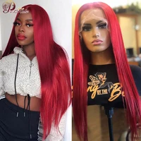 13x1 lace front human hair wigs 99j burgundy red lace part front wigs straight peruvian remy hair wigs black women 180 hair wig