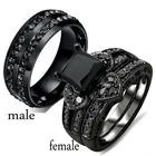 Модное мужскоеженское черное кольцо, простое кольцо из нержавеющей стали с цирконом для мужчин, романтическое женское кольцо Стразы в форме сердца, набор обручальных подарков