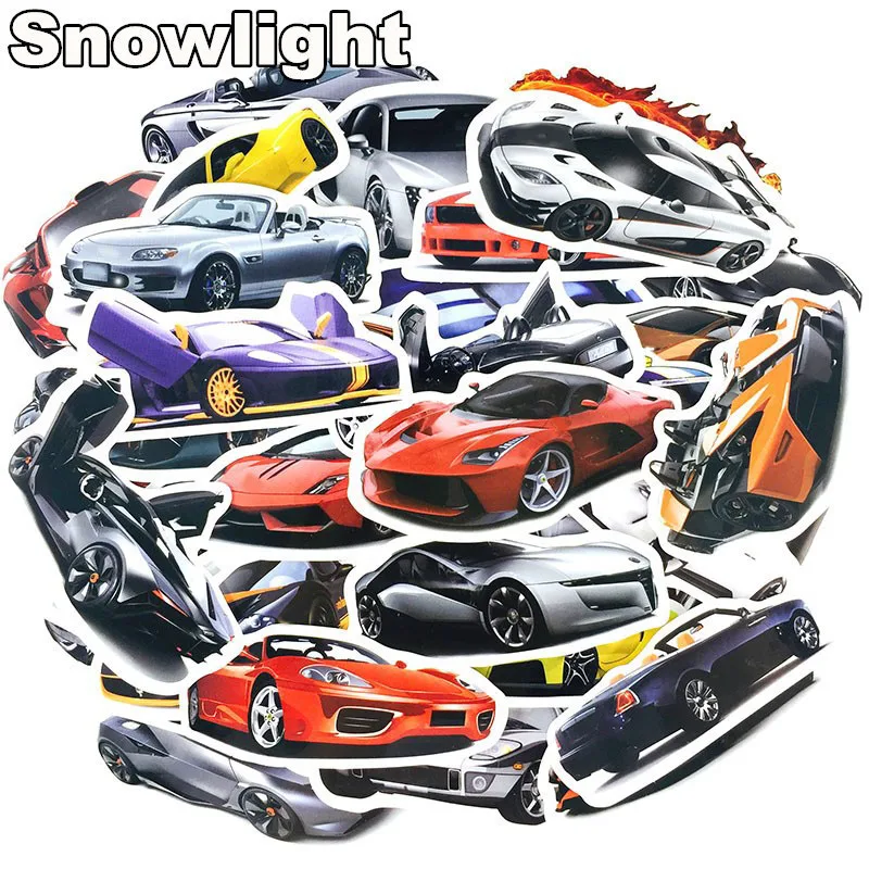 10/50 шт./упак. спортивный автомобиль дизайн мультфильм стикер для чемодана