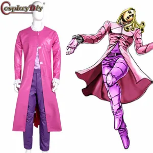 Cosplaydiy JoJo's Bizarre Adventure: Steel Ball Run Funny Valentine Pink Cosplay Costume Full Outfits Halloween Custom Made