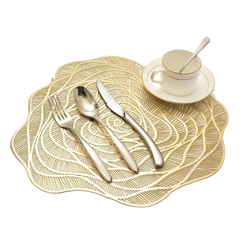 

2 PC Rose Special-Shaped Placemat-Rose Gilded Hollow Insulated Western Placemat PVC Cup Home Decor Supplies