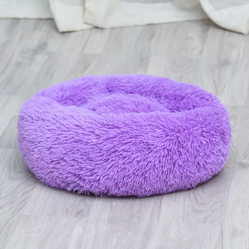 Purple Кровать для домашних животных, кошек, круглые плюшевые кровати для собак, домик для кошек, зимний коврик для дропшиппинга, горячая Распродажа, заказ отправляется в течение 24 часов - Цвет: Purple