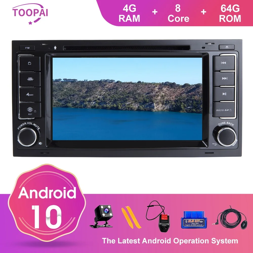 Автомагнитола TOOPAI Android 10 для VW Volkswagen Touareg 2004 2011 Transporter T5 Multivan головное устройство с