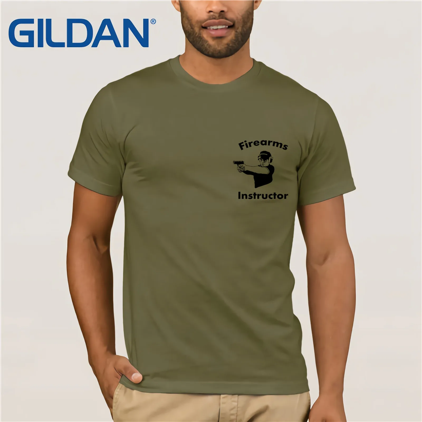 Firearms Instructor marksman sniper shooting 100% cotton olive green t-shirt O Neck Cotton Tees Tops Tee Shirt Present | Мужская одежда