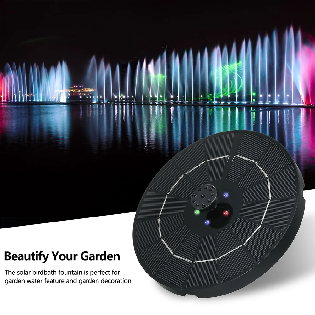 

3.8W Solar Fountain with Lights Color Changing Fountains Pump 6 Nozzles for Bird Bath Pond Pool Fish Tank Dropshipping