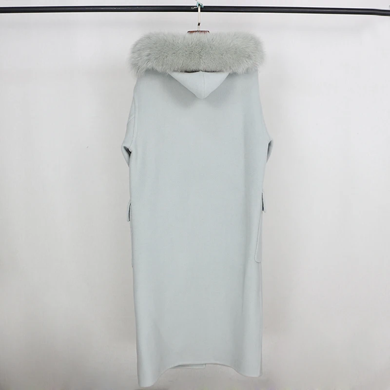 OFTBUY, пальто из натурального меха, зимняя куртка для женщин, натуральный Лисий мех, воротник, кашемир, шерсть, карманы, длинная верхняя одежда, женская уличная одежда
