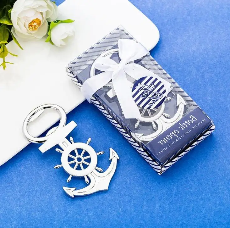 

Sea Theme Indian Wedding Favors For Guests Souvenirs Nautical Anchor Rudder Metal Beer Bottle Opener 100pcs Wholesale Wholesale