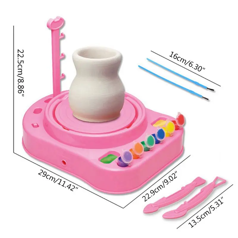 

P15C Children Kids Pottery Wheel Machine Workshop Craft Kit Manual Puzzles DIY Electric Clay Painting Educational Toys