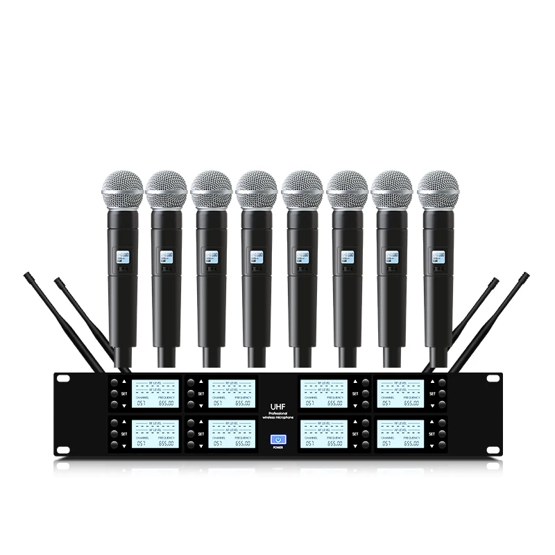 

Professional UHF 8 Channel Wireless Microphone System Handheld Lavalier Conference Karaoke Church School Lecture Stage Performan