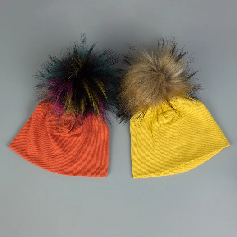 

Детские вязаные шапки в рубчик, облегающие шапки, мешковатые плотные шапки с помпоном для маленьких девочек, зимние теплые шапки, модные одн...